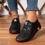 Breakj Soft Leather Single Shoes Comfortable Flat Lace Mother Shoes Wide Fat Foot Beef Tendon Bottom Soft Bottom Soft Surface Middle Age Large