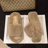 Breakj Thick-Bottomed Fur Slippers Wearing Autumn New Fashion Slope And Loose Cake Bottom-Size Cotton