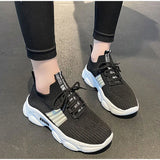 Light Sneakers For Women Casual Knitted Shoes Thick Bottom Ladies Running Shoes Fashion Lace Up Female Vulcanized