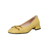 Women Fashion Shoes Natural Genuine Leather Flat Shoes Square Toe Metal Decoration Ladies Footwear Spring Autumn