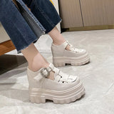 Breakj Spring And Autumn New Platform Woven Inside Increased Patent Leather Shoes Platform Sandal Women's Singles