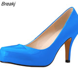 Leather High Heels Women Pumps Fashion Pointed Toe Office Lady Shoes Black Work Wedding Woman
