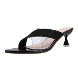 Queen Gladiator Sandals knit Women Jelly Transparent PVC Sandals Pointed Toe High Heels Party Cross Women Sandals