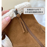 Breakj Preservation Small Warm Stove ~ Retro Flat Bottom Middle Tube Snow Boots Female 2023 New Winter Add Velvet Warm Cotton
