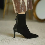 High Heel Boots Women's 2021 New Korean Style Autumn and Winter Mid Heel Stretch Thin Boots Pointed Toe Sock Boots