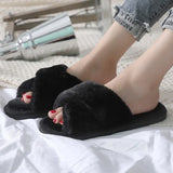 Mixed Colors Fluffy Slippers Autumn Winter Home Slippers Women Furry Fur Slides Outdoor Women's Sandals 2021 Flip