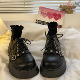Lolita Heart New Platform Shoes Metal Punk High Heels Retro Soft Girl JK Shoes College Girls Sports sneakers Shoes Women's