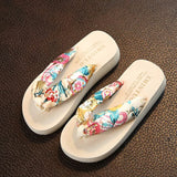 High Heel Women's Summer New Bohemian Satin Wedge with Non-slip Wedge Flip-flops Beach Female Sandals and Slippers