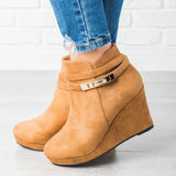 High Boots Wedges Heels Woman 2021 Ankle Boots Female Fashion Zip Ladies Short Shoes Footwear Winter Pumps Plus Size