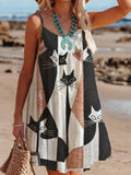 Spring O Neck Loose Sling Beach Dress Sexy Off Shoulder Hollow Boho Dress Women Retro Pattern Print Patchwork Summer Mini