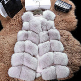 Winter Women Faux Fur Coats New Warm Slim Sleeveless Faux Fox Fur Vest Casual Jacket Female Elegant Black White