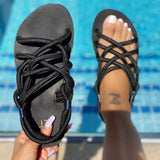 Women Sandals Ladies Bandage Beach Shoes Open Toe Ladies Beach Sandals Roman Gladiator Sandals Flip Flop