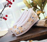 Breakj Shoes Hanfu Shoes Ancient Style Female Embroidered Cloth Shoes Inside The Raised Head Ancient Costume Shoes Cloth Shoes