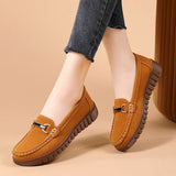 Breakj New Women's Shoes Flats Women's Single Shoes Bean Shoes With Metal Buckle Casual Shoes British Style Women's Small Leather