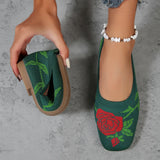 Breakj Size Shallow Mouth Fly Woven Single Shoes Popular New Square Head Foot Leisure And Comfortable Four Seasons Women's