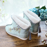 Breakj Boots Positioning Cut Brocade Tassel Clip Cotton And Velvet Women's Cotton Shoes Cloth Shoes Hanfu Shoes Cheongsam Short