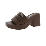 Breakj Thick Bottom One Word Cool Slippers Female 2024 Summer New Fashion Outside Wearing Slippers Thick Heel Sandals