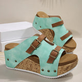 Breakj Thick Bottom Slope With One Word With Slippers 2025 Summer New Buckle With Light Soaked Beach Toe Women's