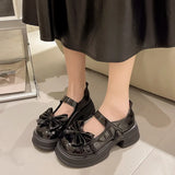 Bow With Thick Soles, College Style JK Small Leather Shoes, Women's Summer 2024 New Retro French