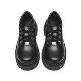 Janes Shoes For Women Fashion British Platform Ladies Pumps Lace Up PU Leather Shallow Leather Black Shoes Zapatillas