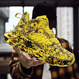 Men Graffiti Print Breathable Running Sports Shoes Thick Sole Heighten Street Fashion Shoes Size 46 Tenis