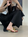 Breakj Way With Stylish Cool Slippers Wearing 2025 Summer New Square Toe And High-Heeled Sandals