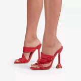 Breakj New Large Size 43 Square Head High-Heeled Sandals Women's Fine Back Empty Sandals Heel