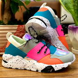 Sneakers 2020 Autumn Casual Shoes Fashion Contrast Color Leopard Sport Shoes Ladies Chunky Sneakers Female Platform