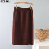 long bodycon Thick sweater midi skirt female autumn winter 2021 female split back warm mid-length slim knit skirt