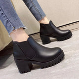 Breakj And Autumn 2023 New Thick Heel Short Boots Women's Waterproof High Heel Shoes Thick Soles Of Single Boots British Martin