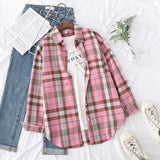 New Long Sleeve Loose Casual Womens Plaid Shirt Fine Fresh College Style Design Blouses And Tops Female Checked