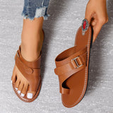 Breakj Large-Size Sleeve Flat-Bottom Slippers Women Buckle Retro Wearing Beach Cool Slippers