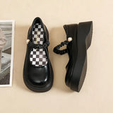 Breakj New Platform Platform Small Leather Shoes Female Shallow Mouth Mary Jane Single Shoes Retro British Style Happy Shoes