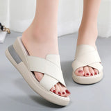 Breakj Drag Large-Size Slope And Cool Slippers Women's New Summer Wear Thick Bottoms And Leisure Soft-Soled Beach Mom