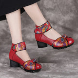 Spring Autumn New Retro Genuine Leather Platform Shoes Women's Pumps High Heel Soft Bottom Shoes Women