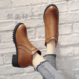 Breakj Martin Boots Women's Shorts Boots Vintage Belt Buckle Low Heel Boots