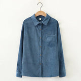 Style Women's Corduroy Shirt 2021 Spring New Casual Loose Women Long Sleeve Blouses and Tops Lady Blouse