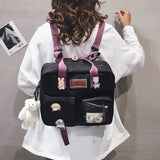 Women's backpack nylon Multifunction Backpacks for women Kawaii badge School backpack for girls Cute Shoulder bag Women's