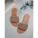Bling Summer Slippers for Women 2024 New Ladies Flat Beach Slipper Women Sandals Outdoor Shoes Luxury Designer Plus