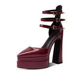 Spring and Summer New Luxury Women's Shoes Fashion Sexy High Heels Party Shoes Wedding Shoes Patent Leather Platform