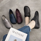 Spring Ladies Genuine Leather Handmade Shoes Women Hook &Loop Flat Shoes Women 2021 Autumn Soft Loafers