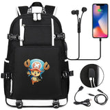 Anime ONE PIECE Schoolbag USB Charge backpack plugged into the headset cord backpack for boys and girl men women travel