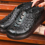 2023 Retro Slippers Genuine Leather Shoes Handmade Slides Flip Flop On The Platform Clogs For Women Hollow Woman