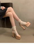 Breakj Ultra-High Heel Sandals Waterproof Table Thick-Soled Thick Heel Hate Tiangao Show Women's Shoes Silk And Satin Main Wedding Shoes
