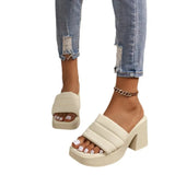Table Thick Bottom Cool Slippers Women Wear A Word Slippers 2025 New Thick Heel Women's