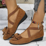 Breakj 2025 New Velvet Bow Cross-Tight With Slope And Large Size Single Shoe