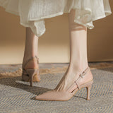 Single Shoes Women's 2024 New Summer Lacquer Leather Tip With Shallow Mouth Head Thin Heel Empty High Heel