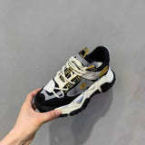 Breathable Tennis Basketball Sneakers Women Platform Chunky Wedges Dad Shoes Fashion Harajuku Casual Black Lace Up