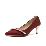 Adult High Heels 2025 New Niche Bridesmaids Shoes Pearl Fine And Brides Wedding