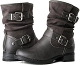Autumn Ankle Boots 2022 Fashion Leopard Side Zipper Size 43 Booties Women Belt Buckle Martin Boots Low Heel Botas
